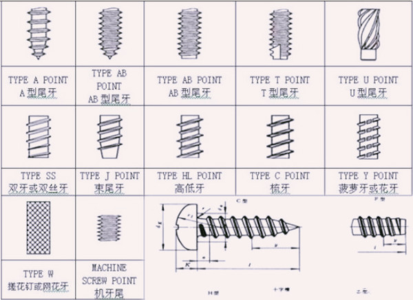 自攻螺钉的螺纹种类